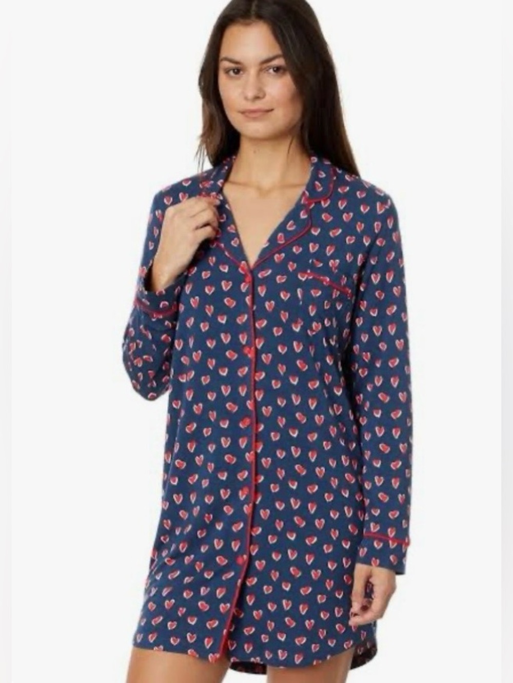 Comfy P.J. SALVAGE Love You More Nightshirt navy with Red Heart Print - Picture 4 of 11